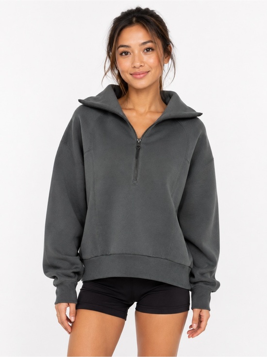 SPANX Tops - SPANX Dark Gray Green Half-Zip Pullover XS